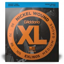 Daddario EXL160S XL Nickel Medium Short Scale 50-105 Juego 4 Cuerdas Bajo Eléctrico