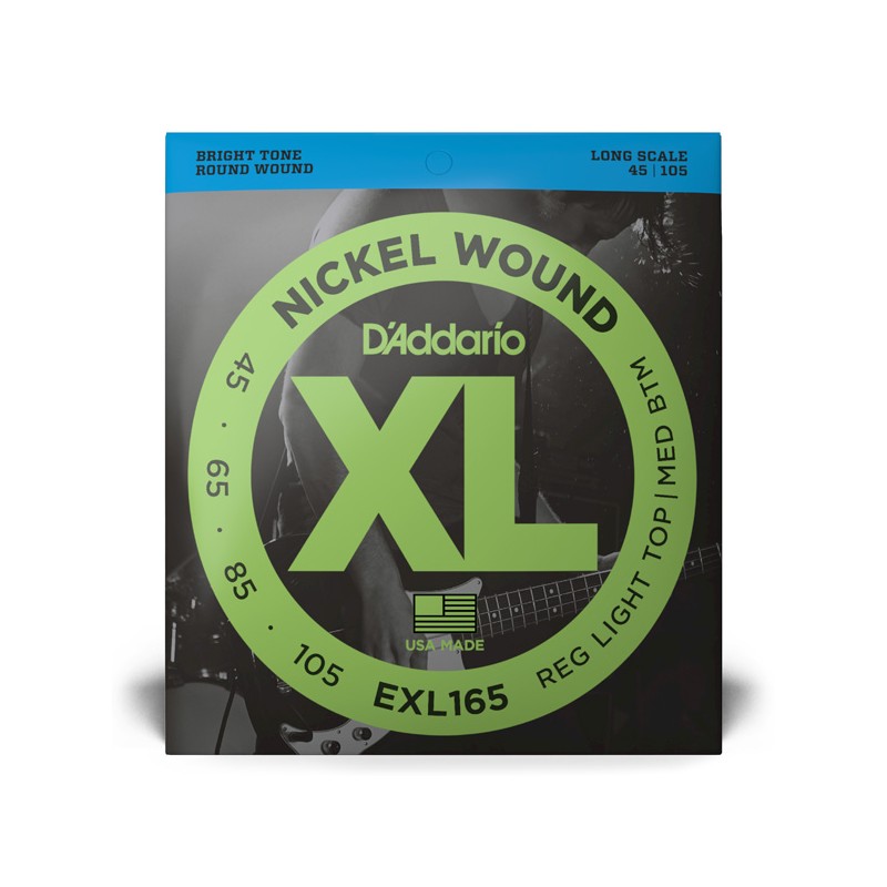 Juego 4 Cuerdas Bajo Eléctrico Daddario EXL165 XL Nickel Custom Light Long Scale 45-105