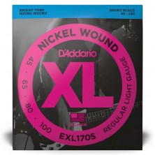 Juego 4 Cuerdas Bajo Eléctrico Daddario EXL170S XL Nickel Light Short Scale 45-100