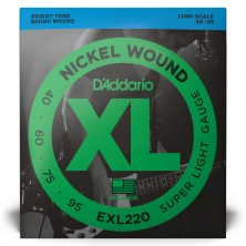 Daddario EXL220 XL Nickel Super Light Long Scale 40-95 Juego 4 Cuerdas Bajo Eléctrico