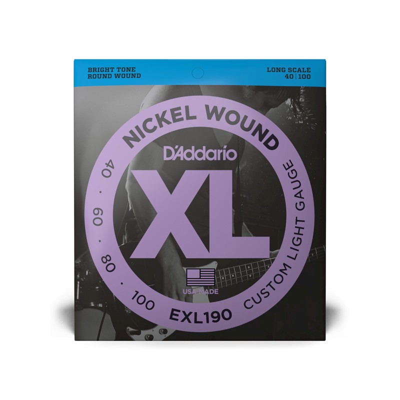 Juego 4 Cuerdas Bajo Eléctrico Daddario EXL190 XL Nickel Custom Light Long Scale 40-100
