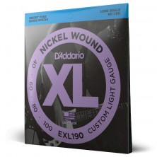 Juego 4 Cuerdas Bajo Eléctrico Daddario EXL190 XL Nickel Custom Light Long Scale 40-100