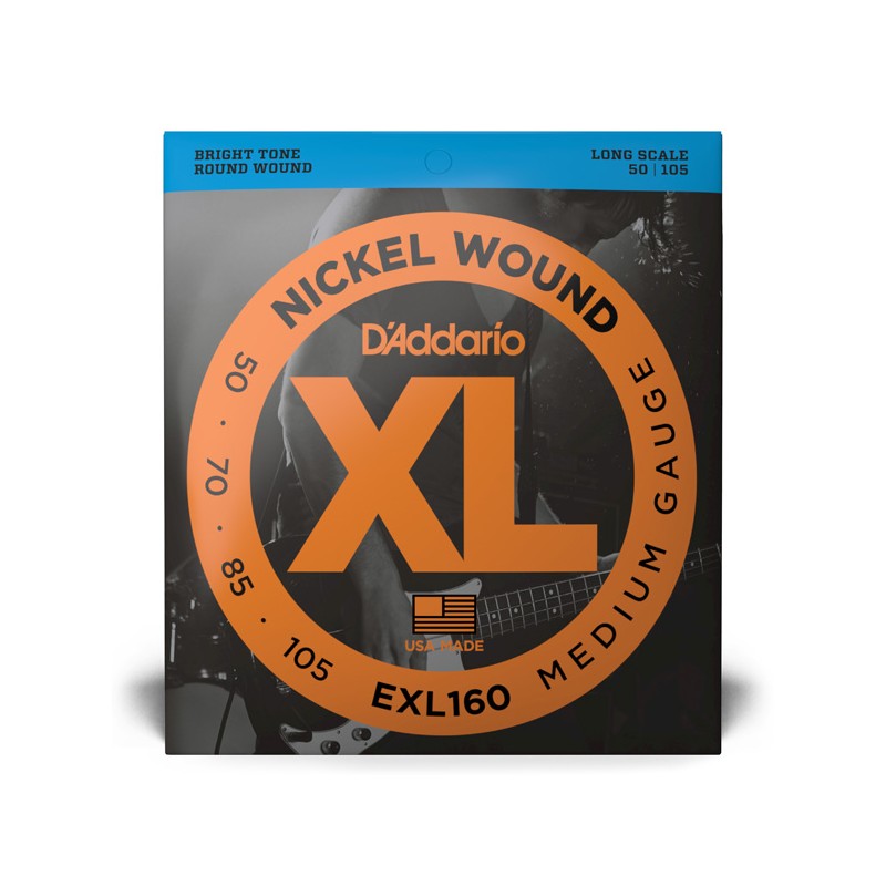 Juego 4 Cuerdas Bajo Eléctrico Daddario EXL160 XL Nickel Medium Long Scale 50-105
