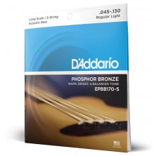 Daddario EPBB170-5 Phosphor Bronze Medium Long Scale 45-130  Acustico Juego 5 Cuerdas Bajo Acústico