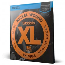 Juego 5 Cuerdas Bajo Eléctrico Daddario EXL160-5 XL Nickel Medium Long Scale 50-135