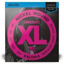 Juego 5 Cuerdas Bajo Eléctrico Daddario EXL170-5 XL Nickel Light Long Scale 45-130
