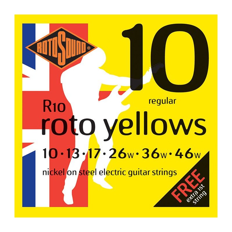 Juego Cuerdas Guitarra Eléctrica Rotosound Roto Yellows 10-46