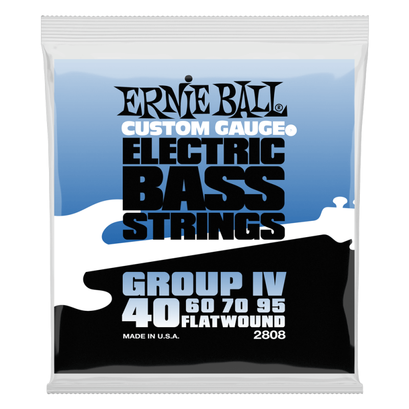 Juego 4 Cuerdas Bajo Eléctrico Ernie Ball 2808 Flatwound Group IV Escala larga 40-95 Entorch. Plano
