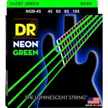 DR Strings Neon NGB-45 Long Scale Green 45-105 Medium Juego 4 Cuerdas Bajo Eléctrico