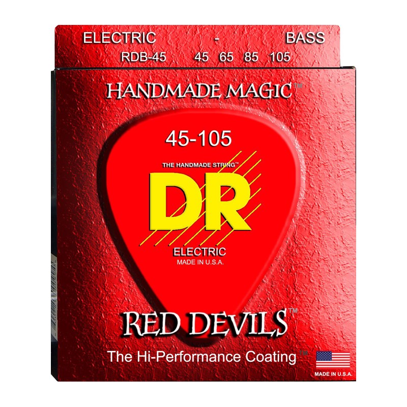 Juego 4 Cuerdas Bajo Eléctrico DR Strings Red Devils RDB-45 Long Scale Rojo 45-105 Medium
