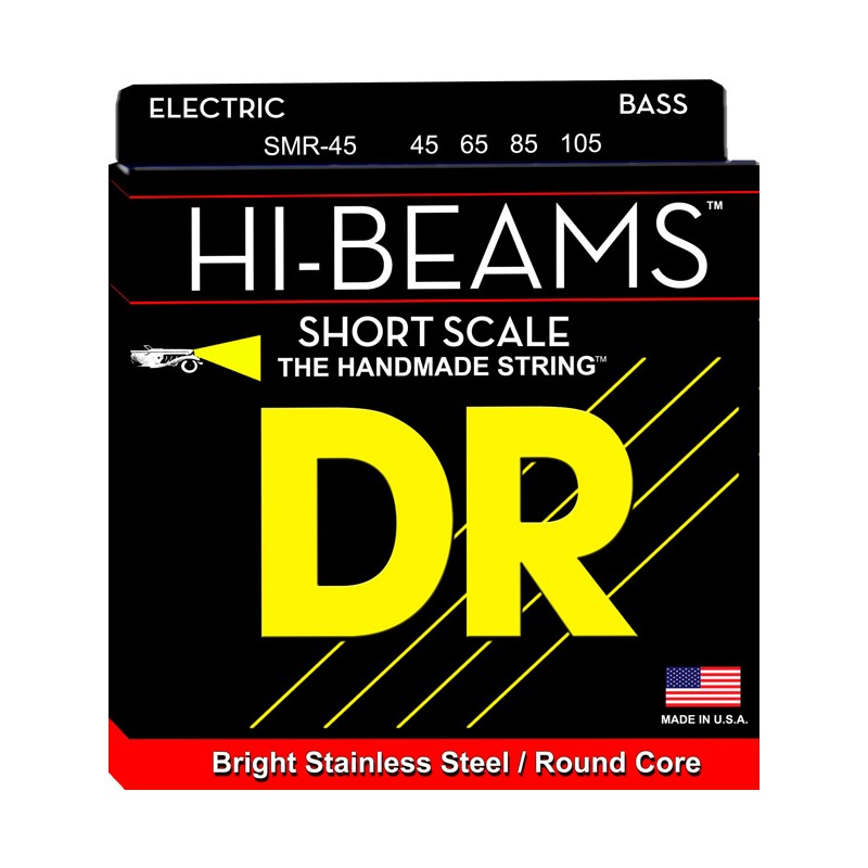 Juego 4 Cuerdas Bajo Eléctrico DR Strings Hi-Beam SMR-45 Short Scale Acero inox 45-105 Medium