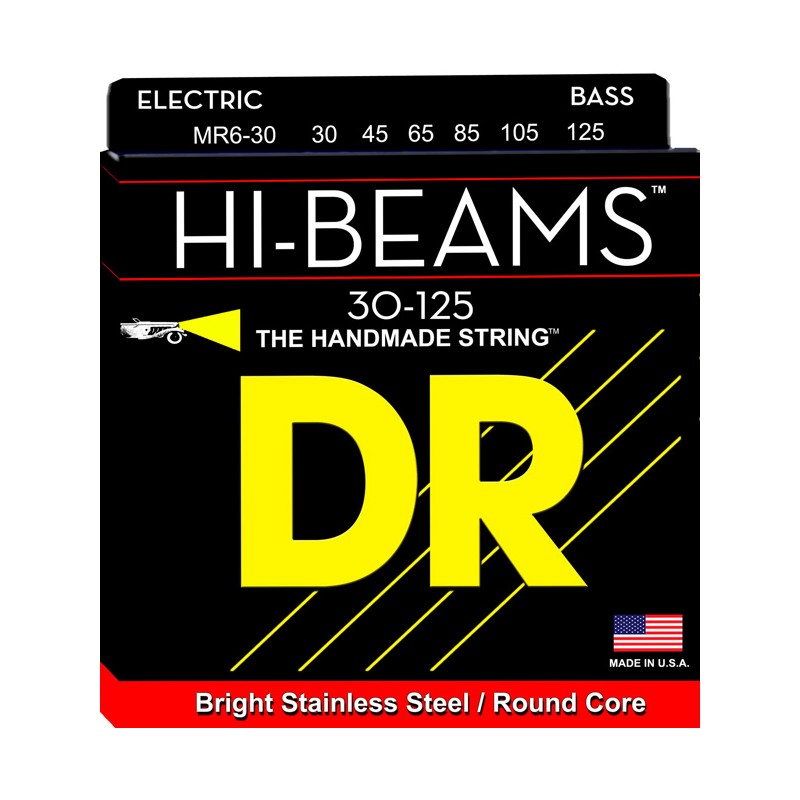 Juego 6 Cuerdas Bajo Eléctrico DR Strings Hi-Beam MR6-30 Long Scale Acero inox 30-125 Medium