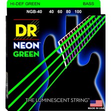 DR Strings Neon NGB-40 Long Scale Green 40-100 Light Juego 4 Cuerdas Bajo Eléctrico