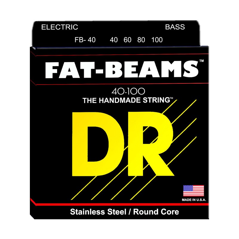 Juego 4 Cuerdas Bajo Eléctrico DR Strings Fat-Beam FB-40 Long Scale Acero inox 40-100 Light