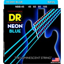 DR Strings Neon NBB-45 Long Scale Blue 45-105 Medium Juego 4 Cuerdas Bajo Eléctrico