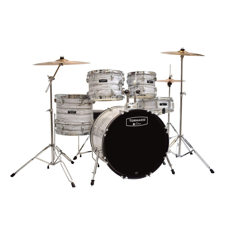 Batería Completa Mapex Tornado 20 Blanco Rayado