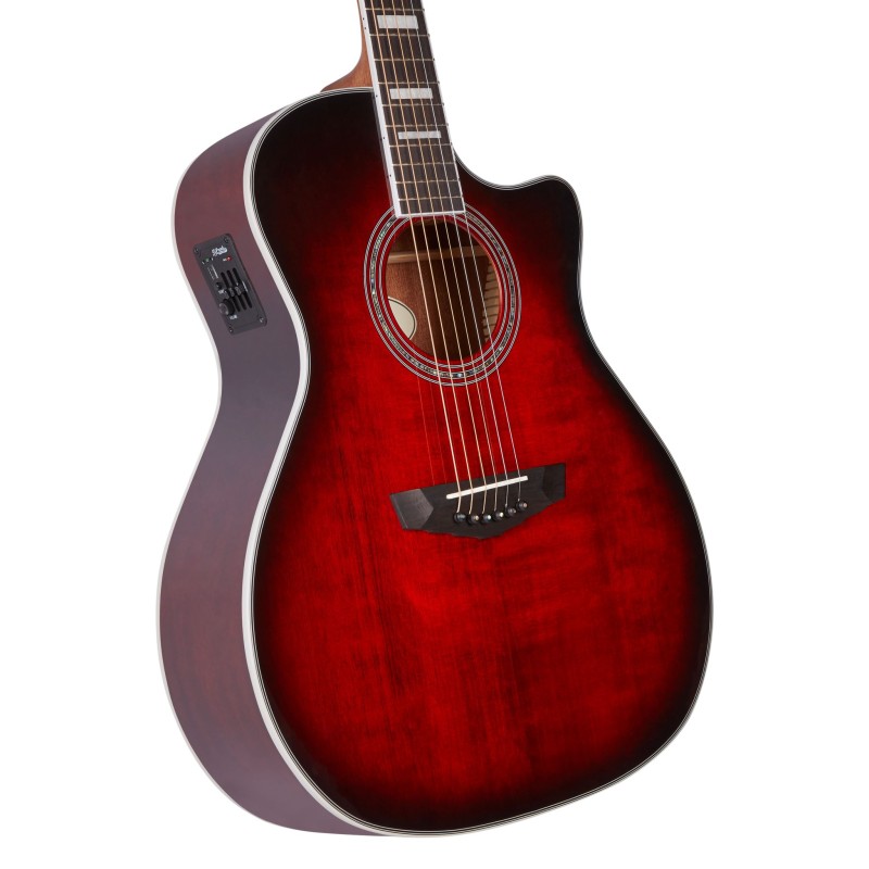 Guitarra Electroacústica D'Angelico Premier Gramercy Trans Black Cherry