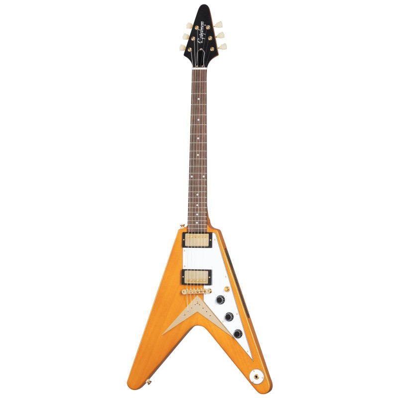 Guitarra Eléctrica Sólida Epiphone 1958 Korina Flying V Aged Natural