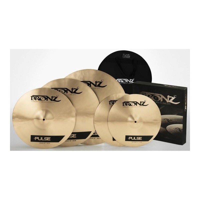 BRZPULSET4 Bronz PUL-SET 4 Set de Platos Pulse Series + Crash 18"+ Funda