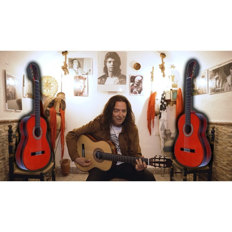 ATF-TOMATITOALMERIAROJA Antonio de Toledo Tomatito Almería Roja Guitarra Flamenca negra de palo santo de Patagonia
