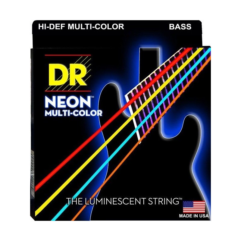 056773 DR Strings Neon NMCB-45 Long Scale Multi-Color 45-105 Medium