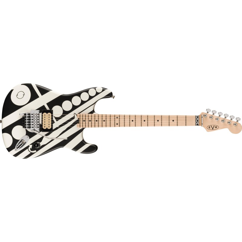 5107902386 EVH Striped Series Circles Guitarra Eléctrica White and Black