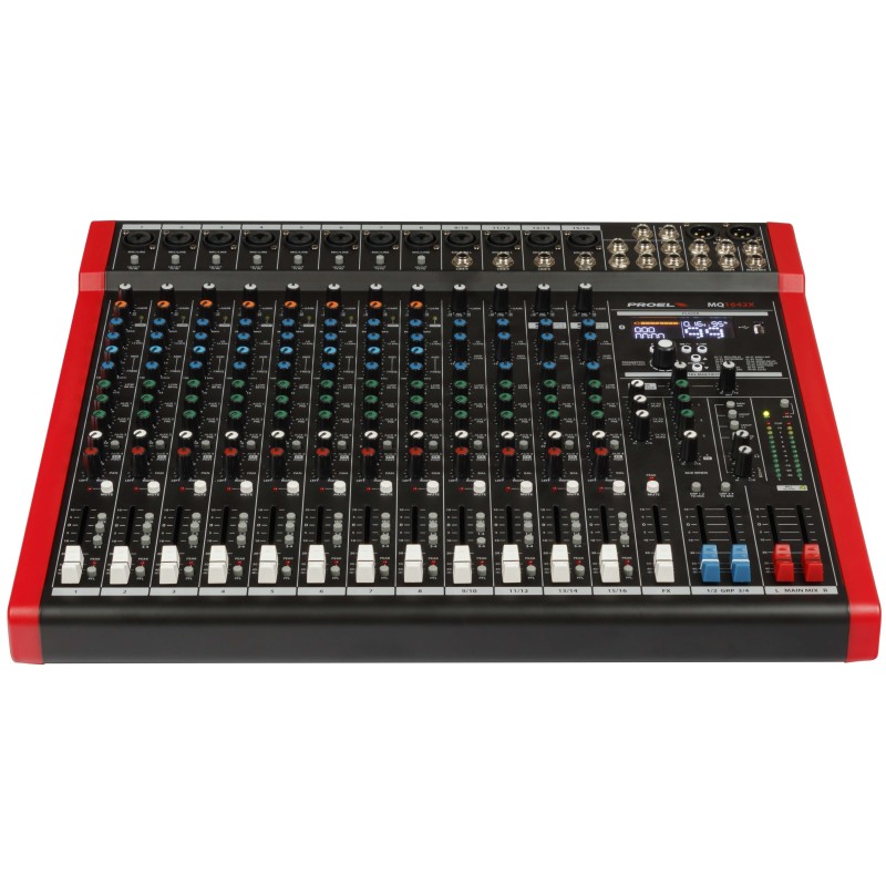 MQ1642X Proel MQ1642X Mezclador Compacto de 16 Canales con 4 Buses, DSP de Efectos, USB y Bluetooth