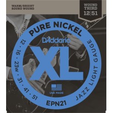 EPN21 DAddario Epn21 Pure Nickel Jazz Light 12-51 Juego Cuerdas Guitarra Eléctrica