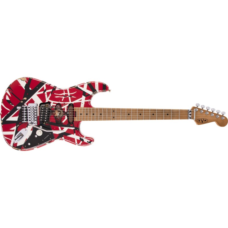 5107900503 EVH Striped Series Frankie Red/Black/White Relic Guitarra Eléctrica