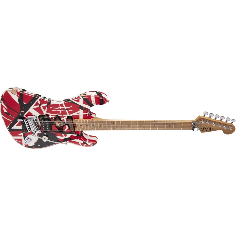 5107900503 EVH Striped Series Frankie Red/Black/White Relic Guitarra Eléctrica