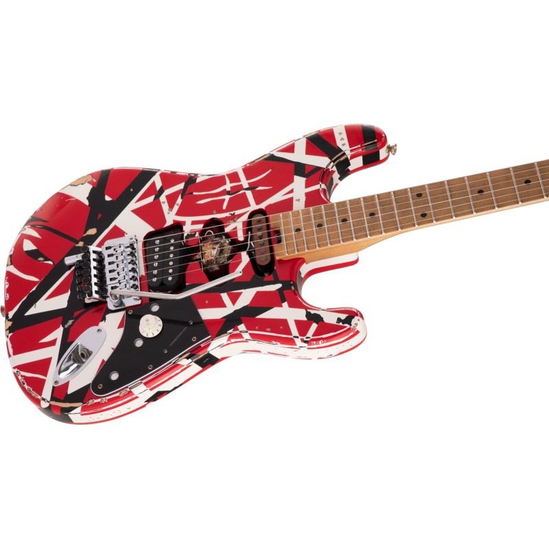 5107900503 EVH Striped Series Frankie Red/Black/White Relic Guitarra Eléctrica