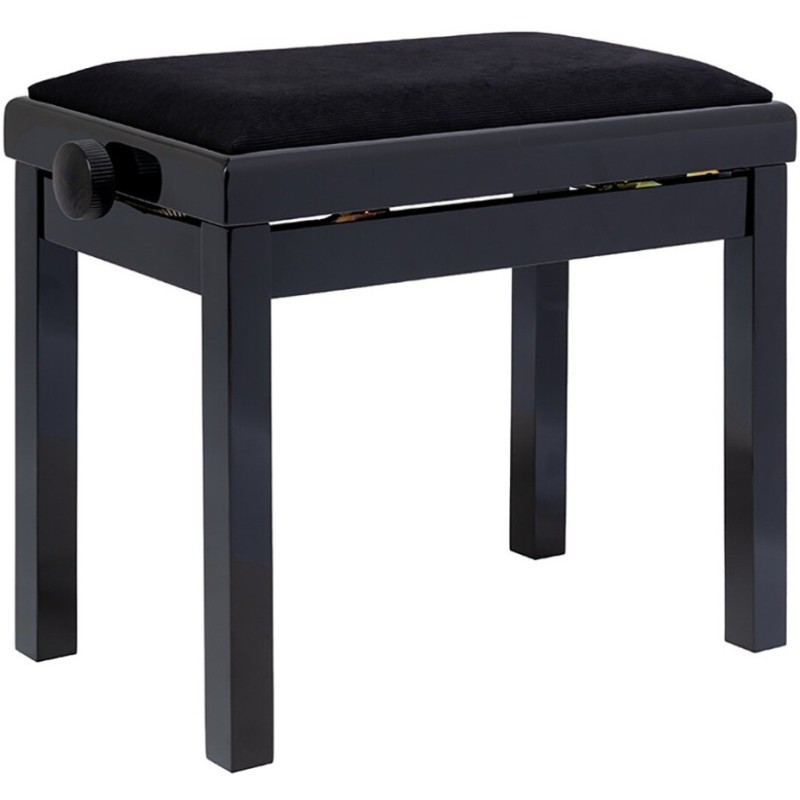 MOYM-PB06GBKPVBK Stagg PB06G BKP VBK banqueta piano negro brillante / terciopelo negro / pomos antideslizantes