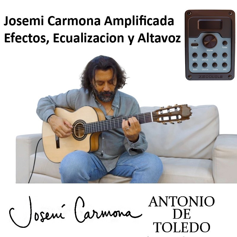 CARMONACUTMD100 Antonio de Toledo Josémi Carmona con cutaway y previo con efectos Guitarra flamenca blanca 