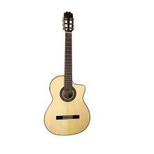 CARMONACUTMD100 Antonio de Toledo Josémi Carmona con cutaway y previo con efectos Guitarra flamenca blanca 