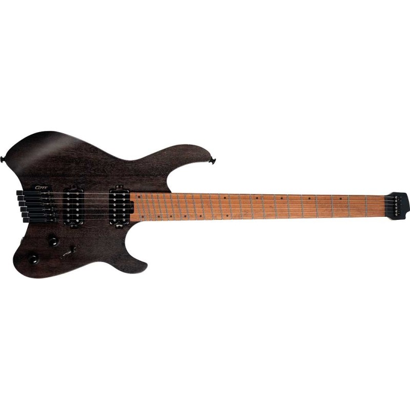 ADAG-1005302 Cort SPACE G6MS SGTK Guitarra Eléctrica Headless con funda Semi Gloss Trans Black