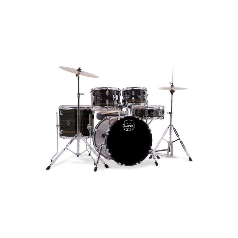 EURO-C01LL02CH01 Mapex Comet Batería Acústica 18" Ebony Yellow Grain con Herrajes y Platos