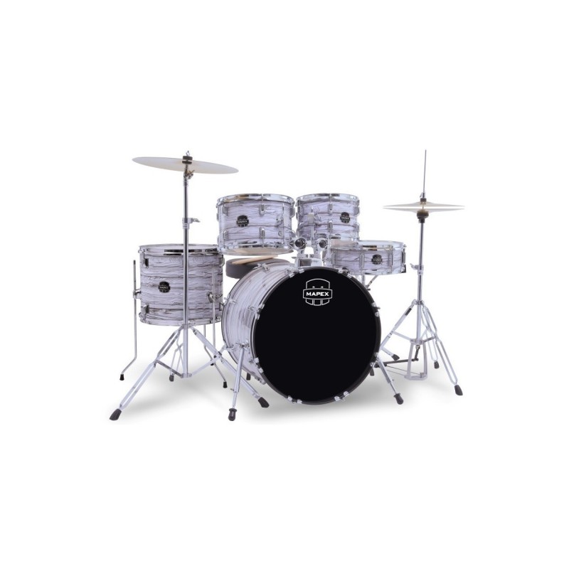 EURO-C01LL02BH02 Mapex Comet Batería Acústica 20" White Marblewood con Herrajes y Platos