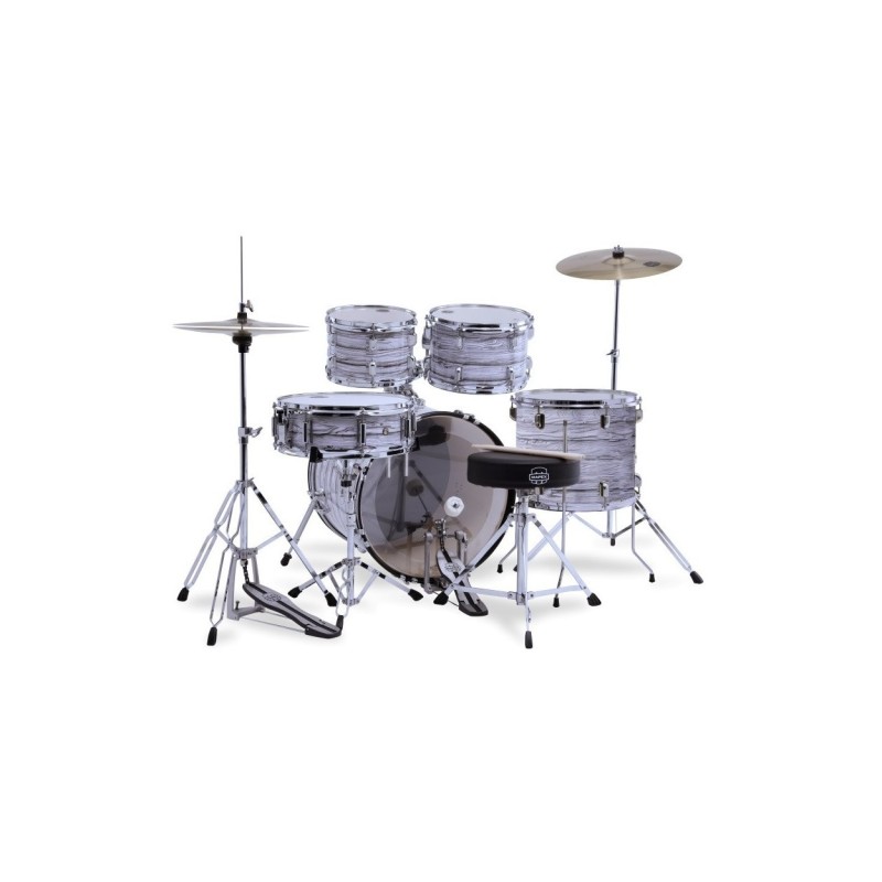 EURO-C01LL02BH02 Mapex Comet Batería Acústica 20" White Marblewood con Herrajes y Platos