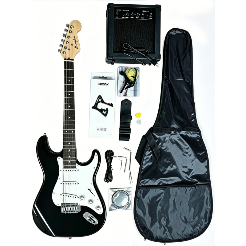 YSKG01PACKBK Memphis YSKG01BK Stratocaster Negra Pack Guitarra Eléctrica