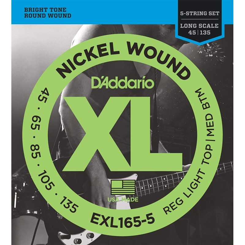 EXL165-5 Daddario EXL165-5 XL Nickel Custom Light Long Scale 45-135