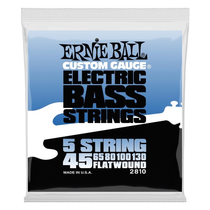 MUSI-EB2810 Ernie Ball 2810 Flatwound Escala larga 45-130 Juego de cuerdas para bajo entorchado plano
