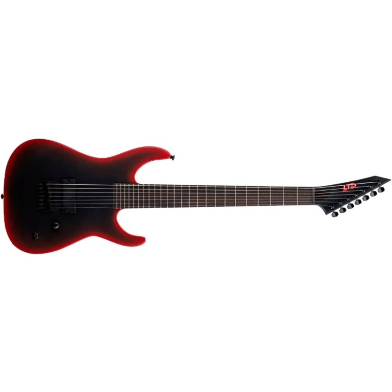 9610015E35051 ESP LTD M-7 Baritone ET Black Metal II Black Red Burst Satin