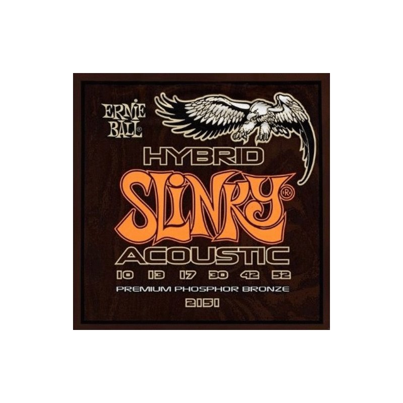 Juego Cuerdas Guitarra Acústica Ernie Ball Hybrid Slinky Phosphor Bronze 10-52 2151