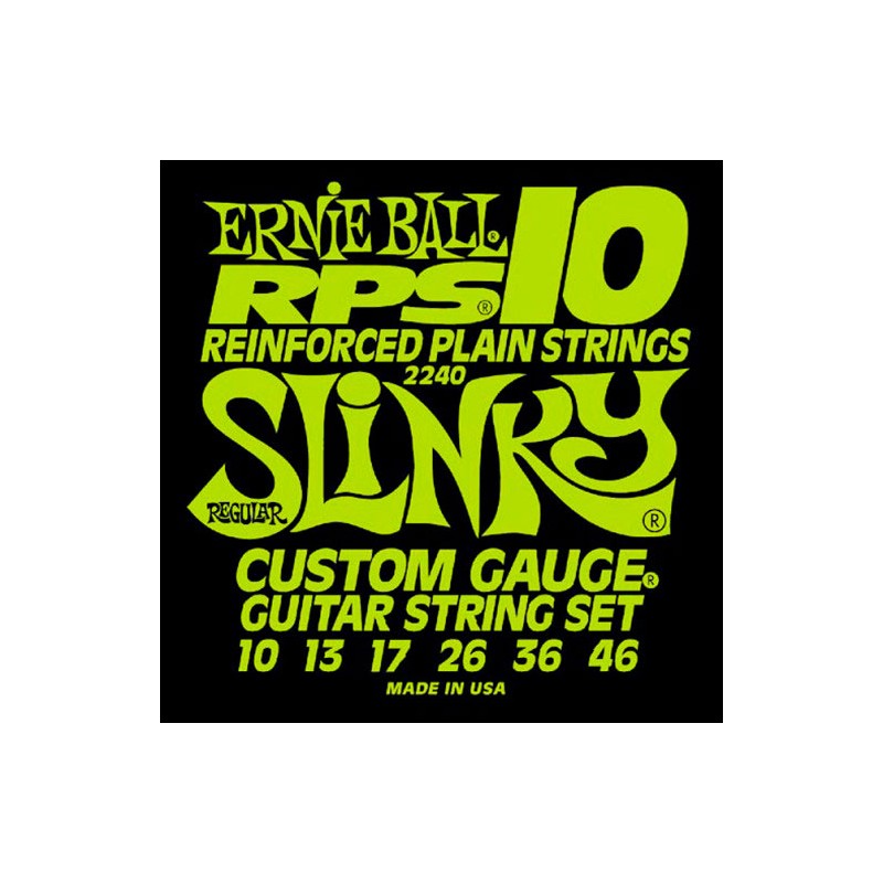 Juego Cuerdas Guitarra Eléctrica Ernie Ball Rps-10 Reinforced Plain Regular Slinky 10-46