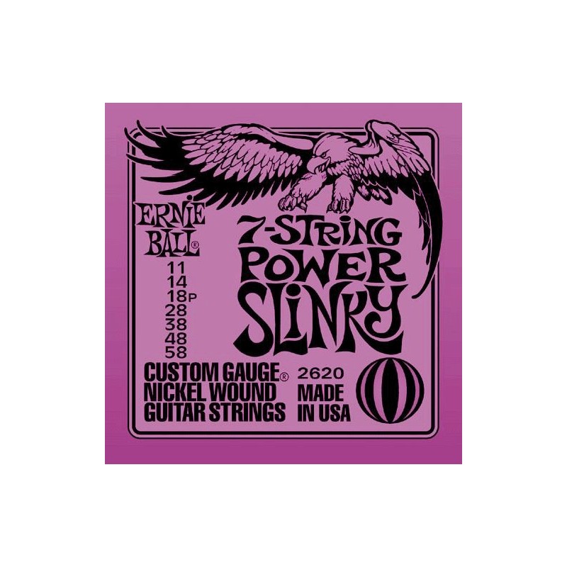 Juego Eléctrica 7 Cuerdas Ernie Ball 7 Strings Power Slinky 11-58 2620