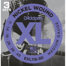 D'Addario Exl115-3D-Xl Blues/Jazz 11-49 3 Sets