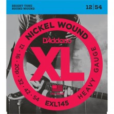 D'Addario Exl145 Nickel Wound Heavy Plain 3Rd 12-54