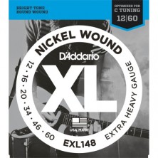 D'Addario Exl148 Nickel Wound Extra-Heavy 12-60 C Tuning