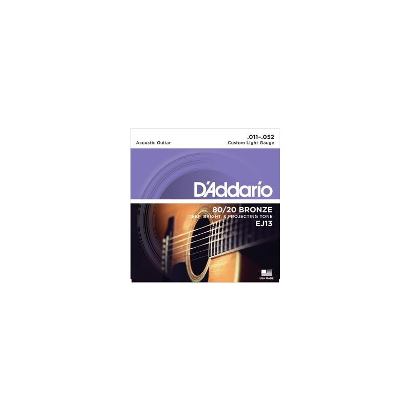 Juego Cuerdas Guitarra Acústica DAddario Ej13 80/20 Bronze Custom Light 11-52