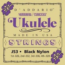 D'Addario J53 Hawaiian Ukulele Black Nylon